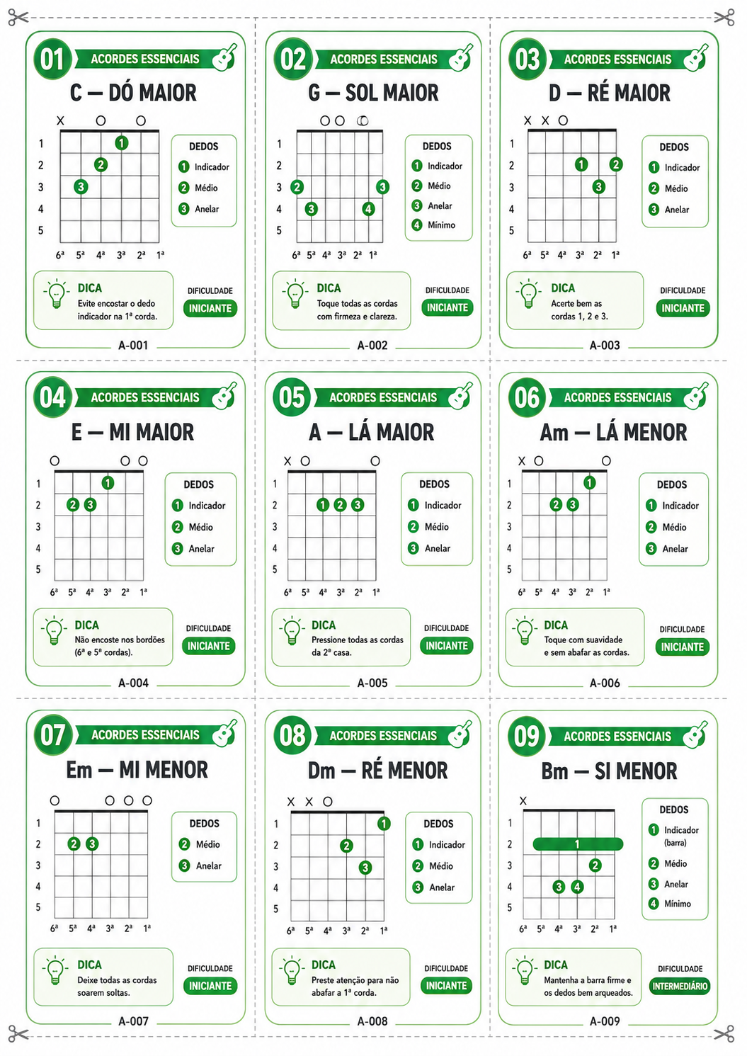 Cards de Acordes Essenciais