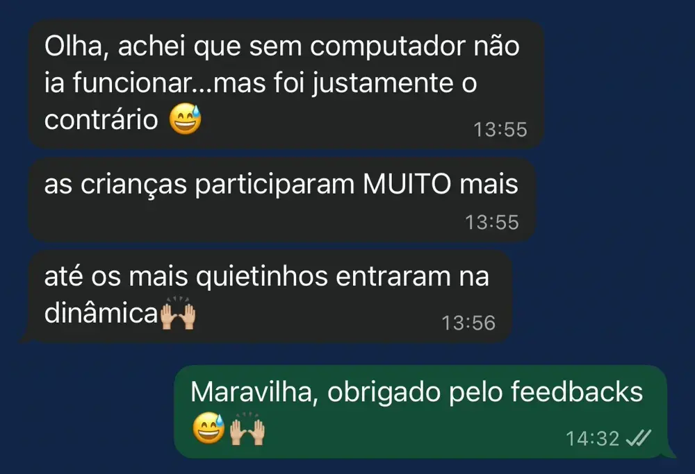 Depoimento de professor no WhatsApp
